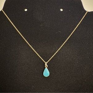 Dainty Turquoise Pendant Necklace - Sterling Silver